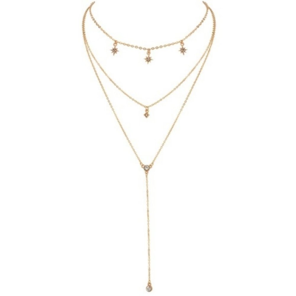 Layered Sun and Stars Lariat Necklace - Picture 2 of 7